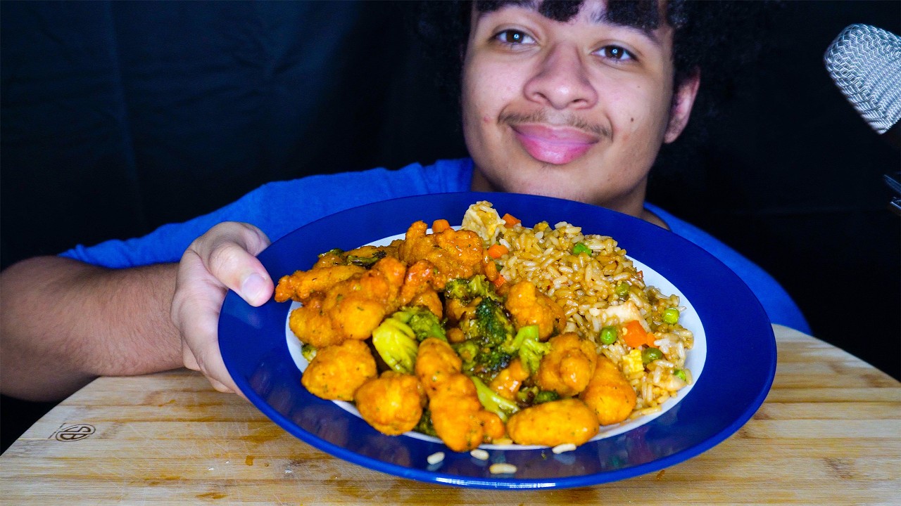 ASMR MUKBANG ORANGE CHICKEN & FRIED RICE (EATING SOUNDS)
