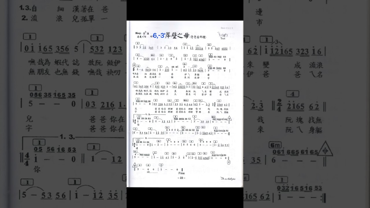 岸壁之母 爸爸在那裡 Bb 譜伴