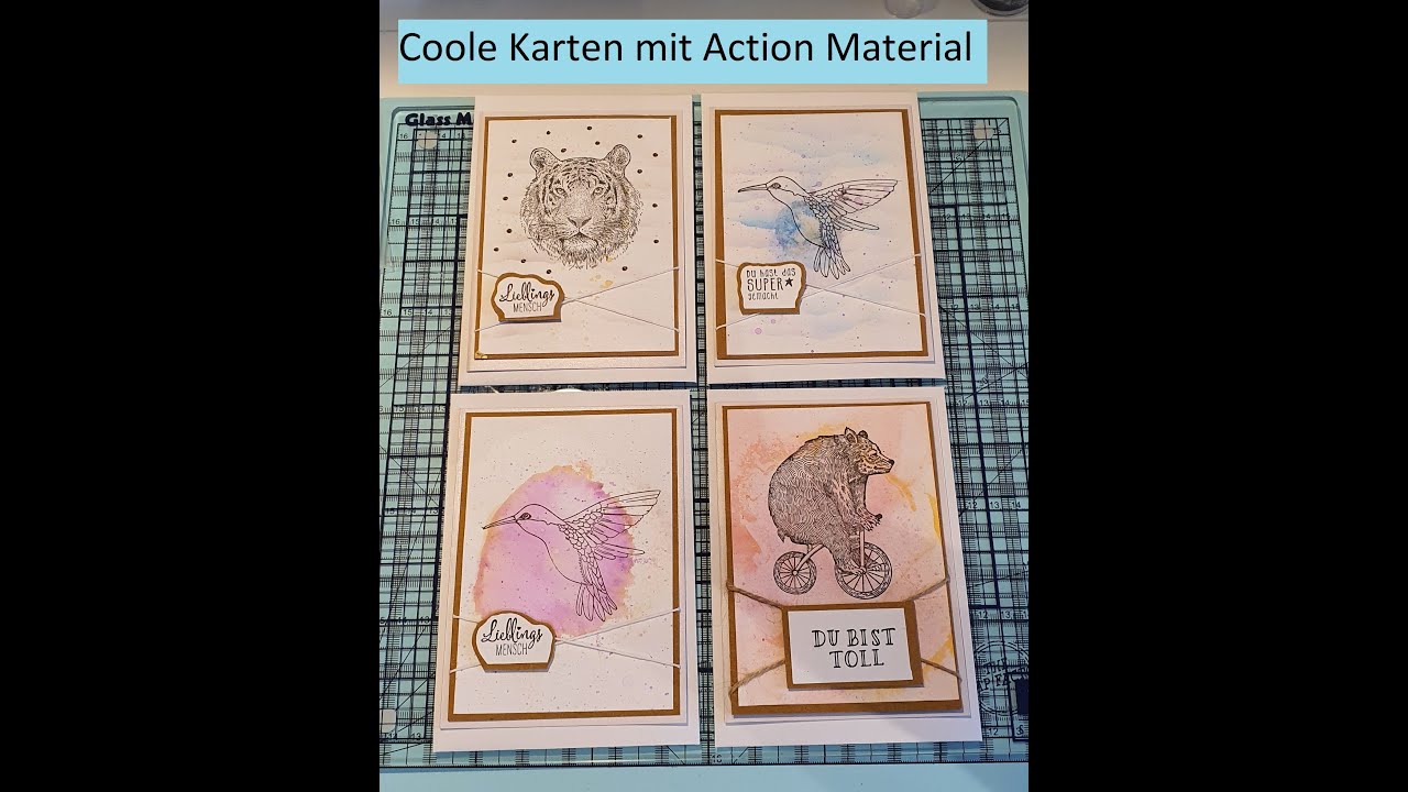Action die NEUEN Vintage Holzstempel, super schnelle coole Karten damit gemacht
