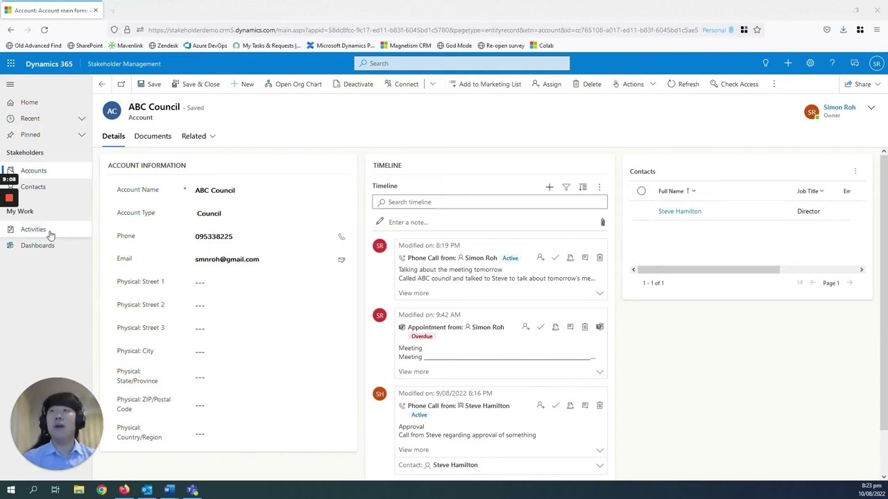 Dynamics 365 / Power Apps Stakeholder Management Demo