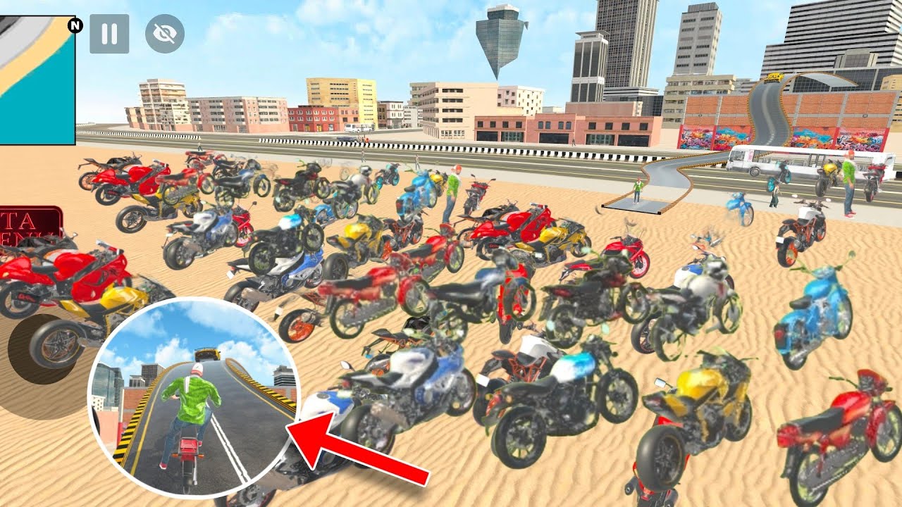 😍All the bikes were put on the ramp and put on the garage🎮🎯.indian theft Auto simulator game🔥