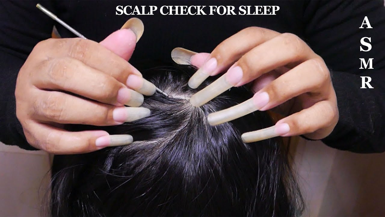 ASMR Scalp Check  and Scalp Scratching Massage For Sleep * Long nails * - No Talking