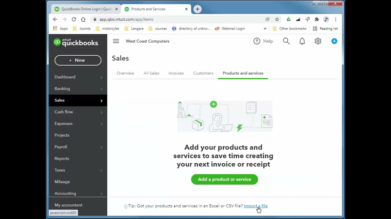 QuickBooks Online — создание новой компании