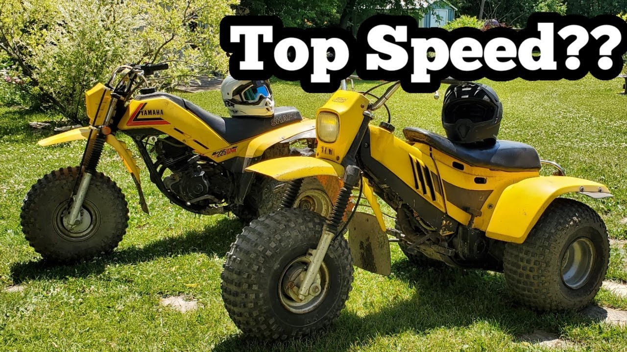 How Fast Are These Old 3 Wheelers?? 1983 Yamaha 225DX and 1983 Tri Moto 175 TOP SPEED Radar Run