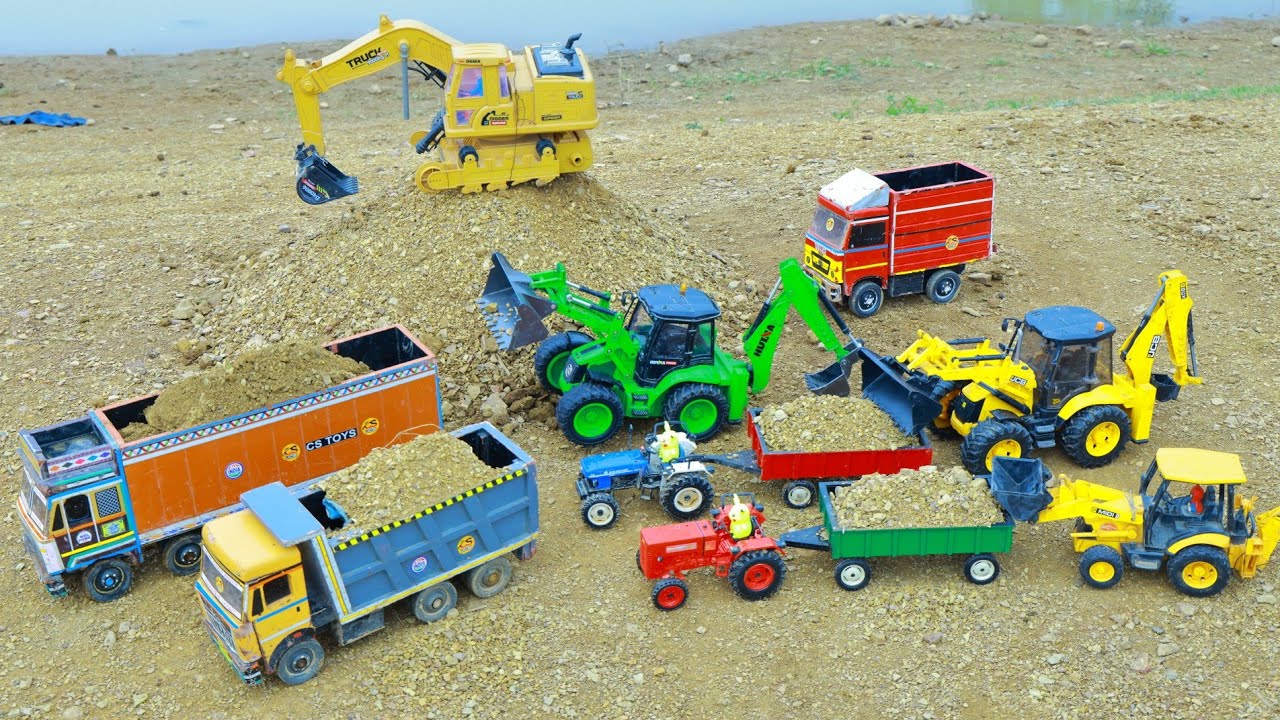 JCB 5CX Fully Loading Mud Sand Tractor Truck | Pickup Tipper 😱 Accident ? Jcb Truck Tractor ? CS Toy