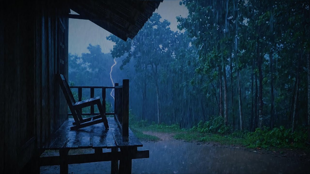 Heavy Rain & Thunder at Forest Cabin 🌧️⚡ | Fall Asleep Fast, Deep Sleep Sounds