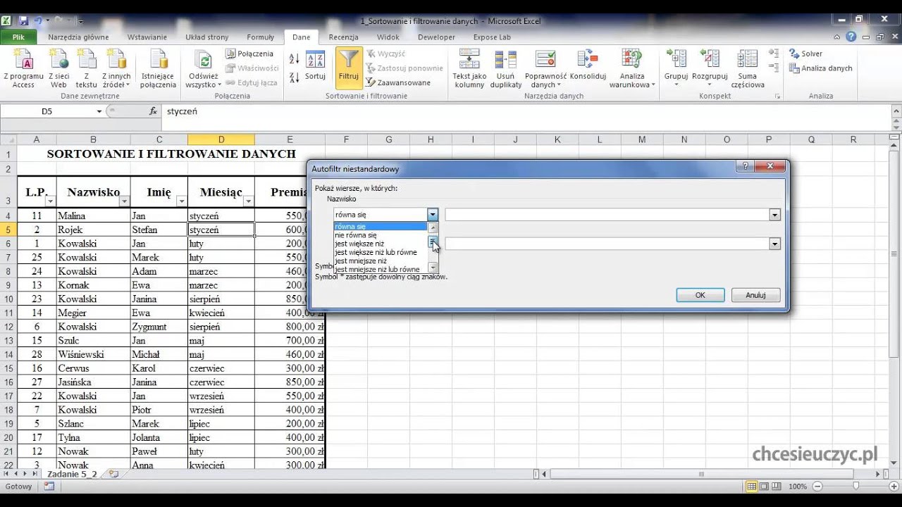 Kurs Microsoft Excel Średniozaawansowany [lekcja#13] - Filtrowanie danych