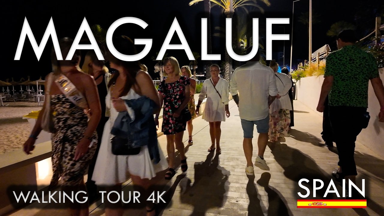 MAGALUF NIGHT WALK 4K 60FPS 🇪🇸 | From Beach Promenade to Lively Evening Streets