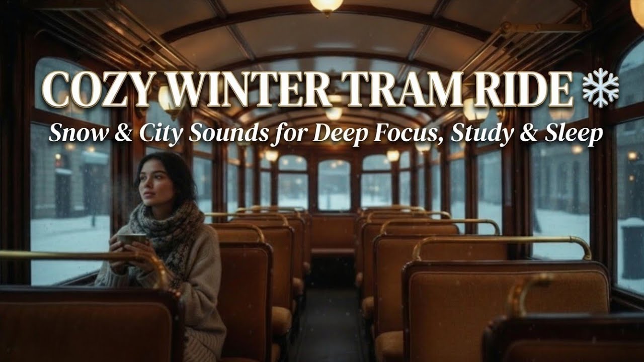 Cozy Winter Tram Ride ❄️ Snow & City Sounds for Deep Focus, Study & Sleep