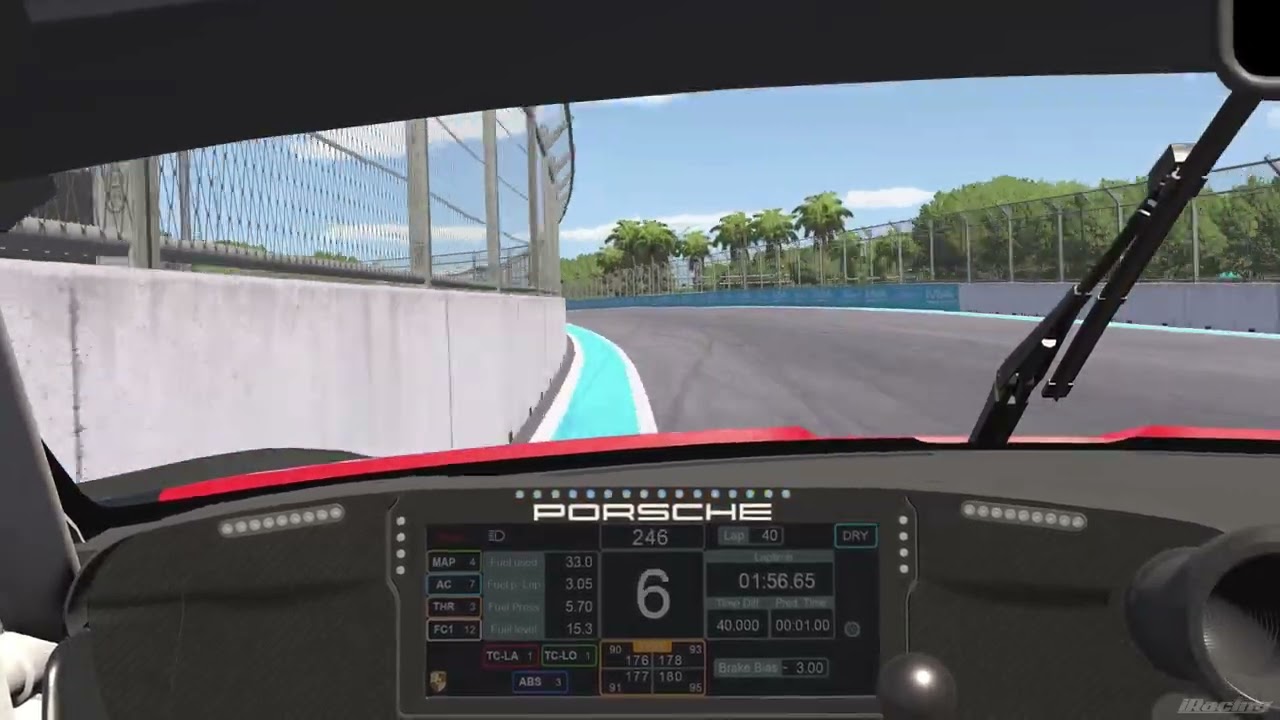 iRacing S1 2026, Porsche GT3 at Miami, Race Lap 1:56.596