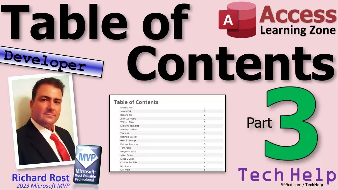 How to Generate a Table of Contents or Index for a Microsoft Access Report, Part 3