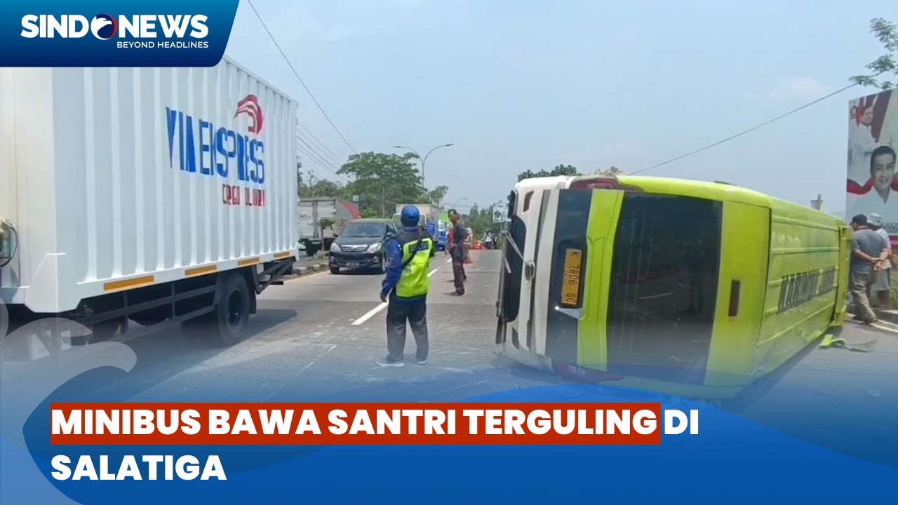 Minibus Angkut Rombongan Santri Terguling di Salatiga, 9 Orang Terluka