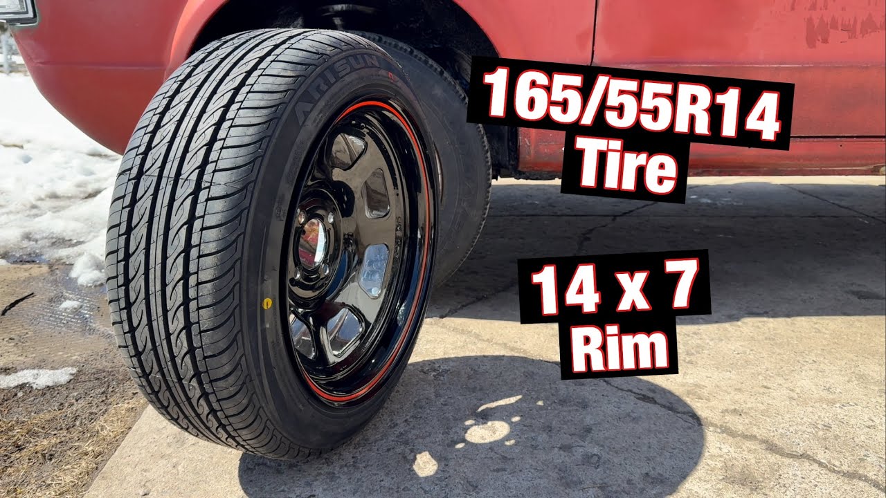 165/55R14 tire on a 14x7 rim.