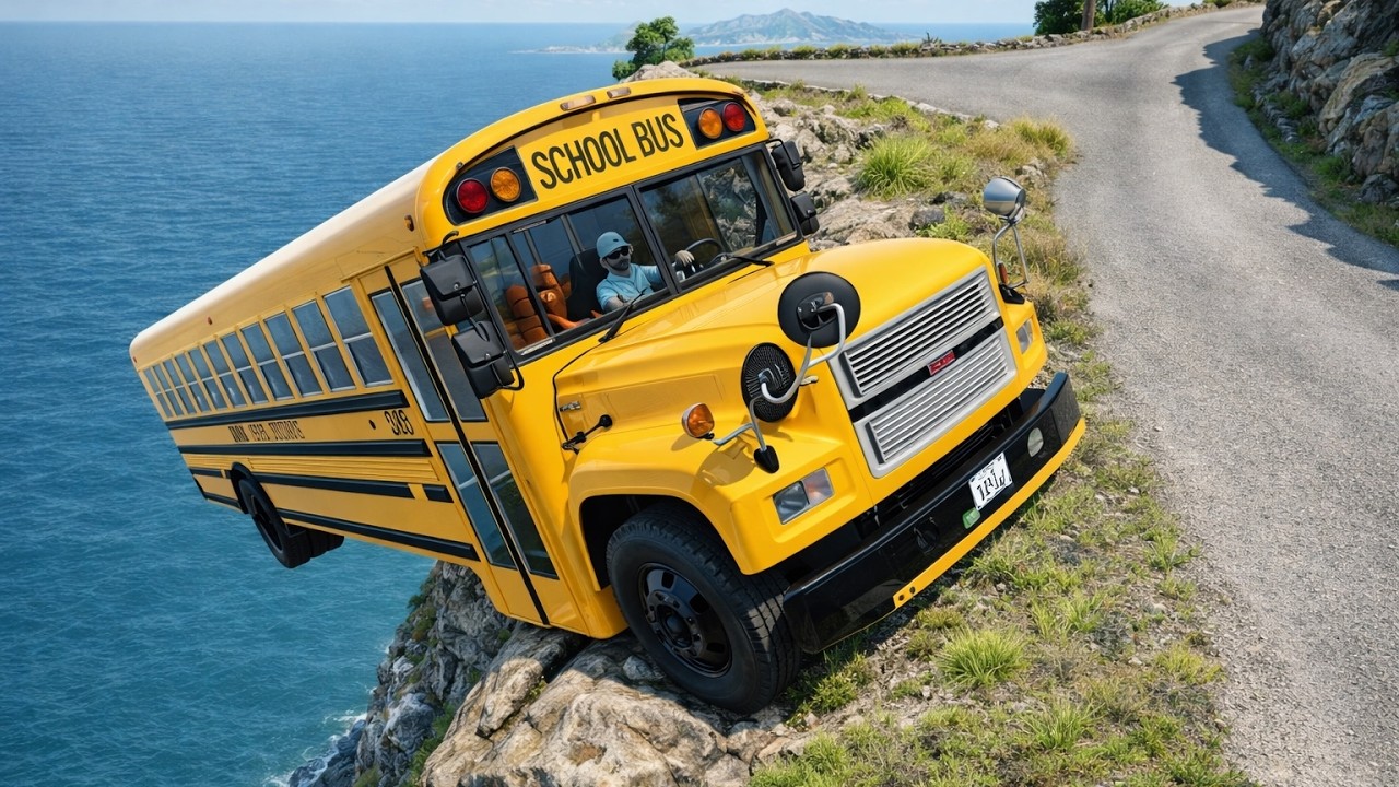 School Bus on Dangerous Cliff Roads 💥🔥😱| BeamNG.drive