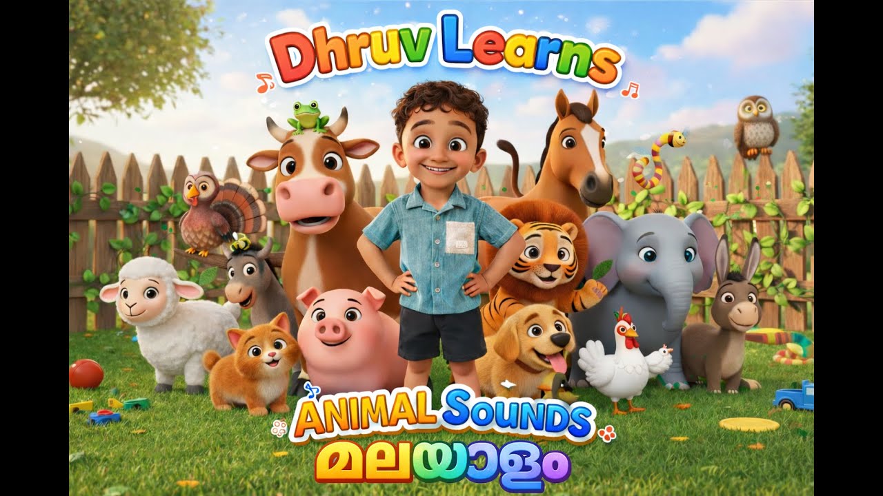 മലയാളം | Dhruv Learns Animal Sounds 🐷🐸 Fun Kids Song 🎵 |  Toddler Learning Song | TiniTunes 🎵