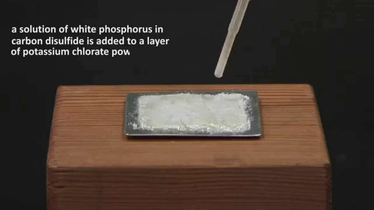 explosive reaction of white phosphorus and potassium chlorate