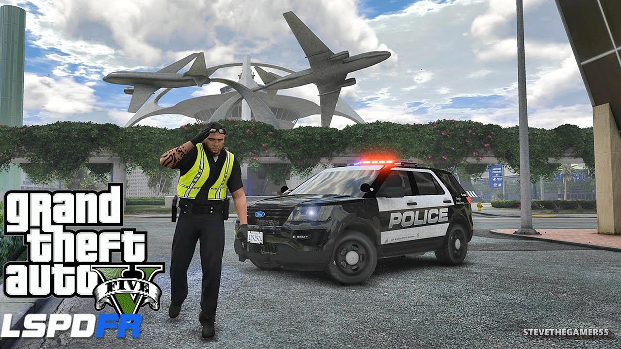 Playing GTA 5 As A POLICE OFFICER Airport Patrol| GTA 5 Lspdfr Mod| 4K