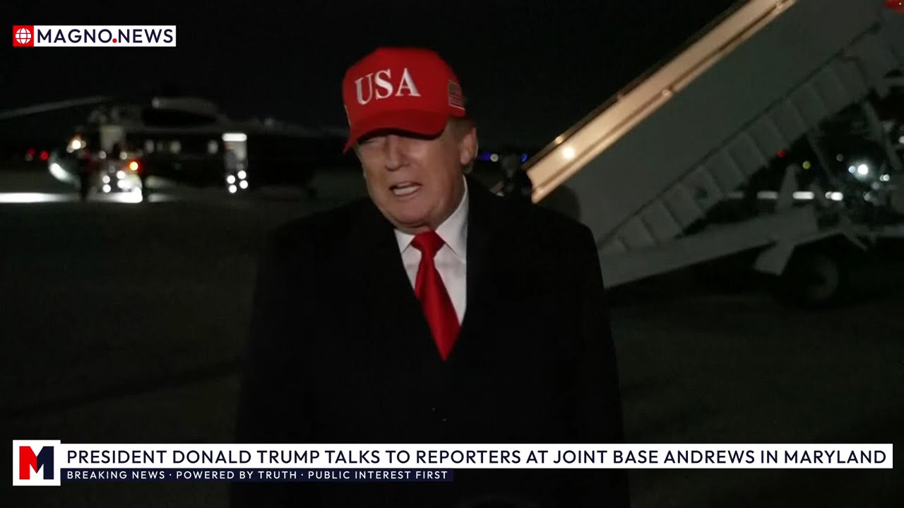 🇺🇸 Дональд Трамп общается с журналистами в аэропорту имени Джона Барретта по пути в Белый дом пос...