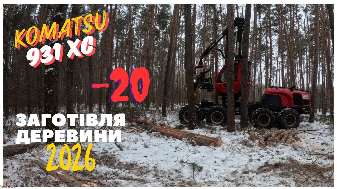 Ось як працює Харвестер Коматсу 931 ХС  в прохідних рубках догляду і Камаз в ролі подборщіка