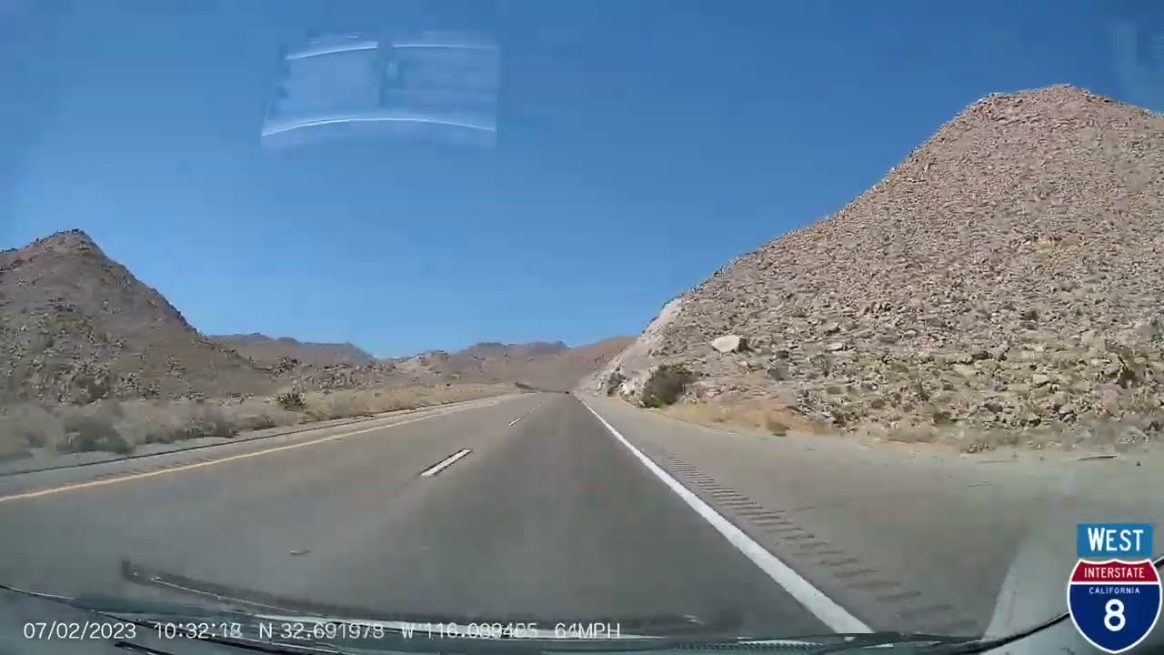 Yuma, AZ to San Diego, CA | Timelapse Drive | Interstate 8 West