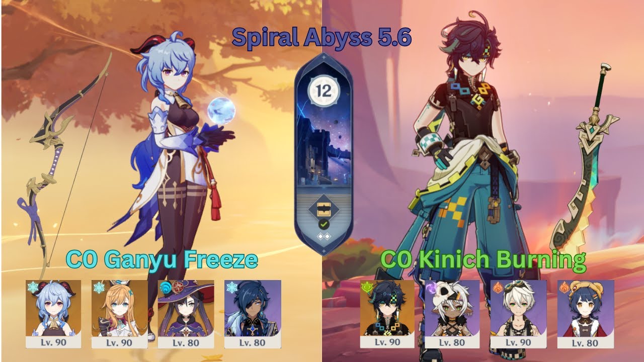F2P C0 Ganyu Freeze & C0 Kinich Burning | Genshin Impact | Spiral Abyss 5.6 Floor 12