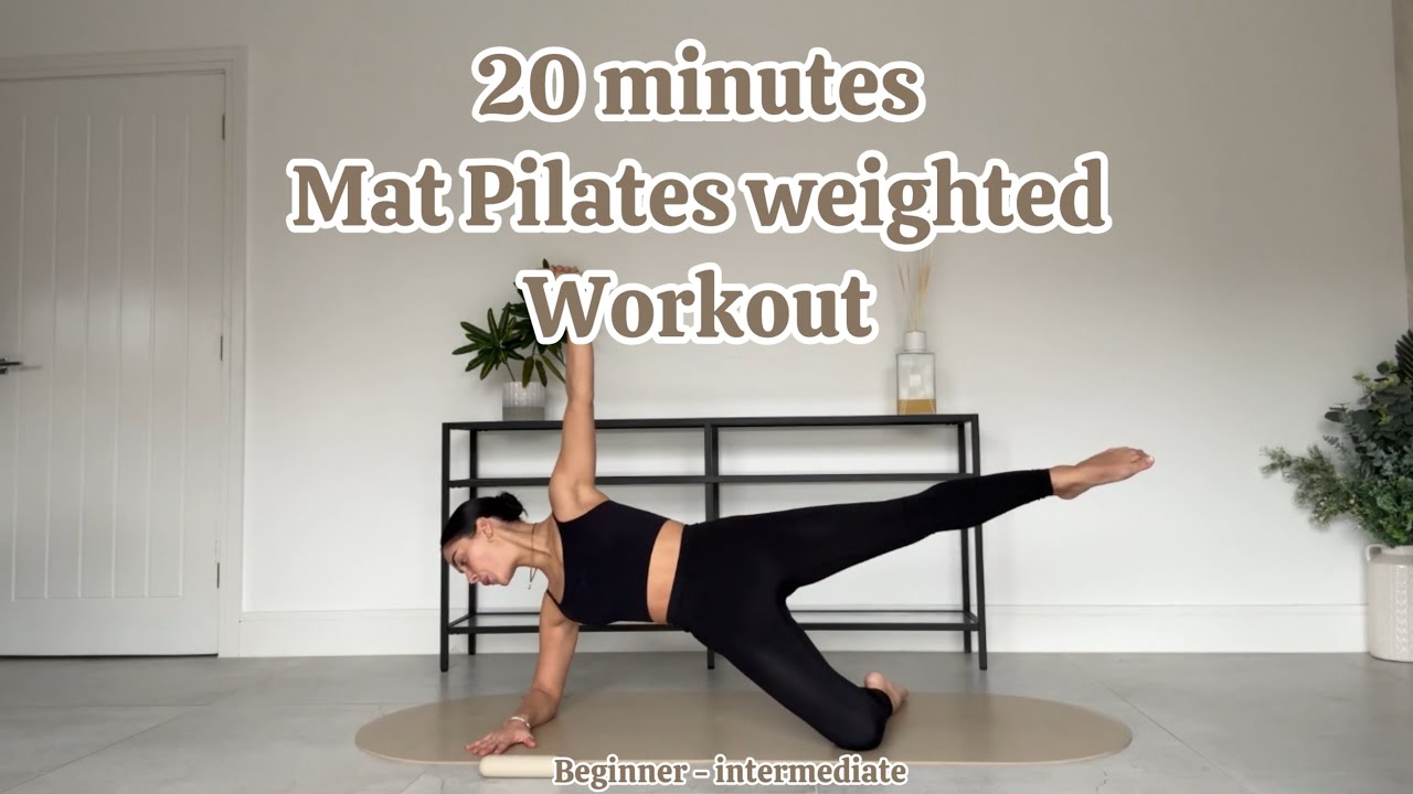 20 MINUTES ⏱️ MAT PILATES WEIGHTED WORKOUT - beginner - intermediate (optional 1kg had weights)