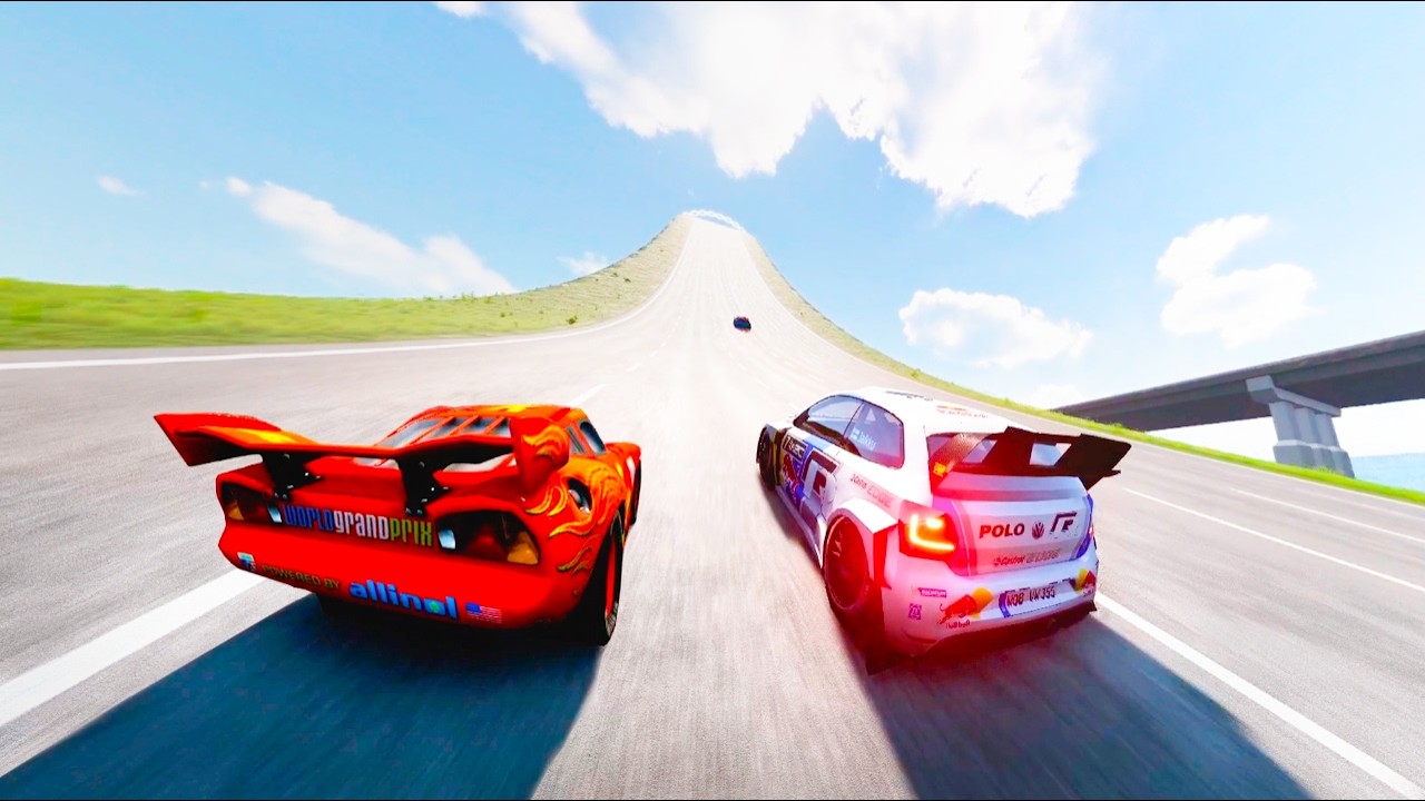 PIXAR CARS VS RACING CARS - ACCELERATION MISSION | Can Any Pixar Cars Handle This? 🔥💥 | BeamNG Drive