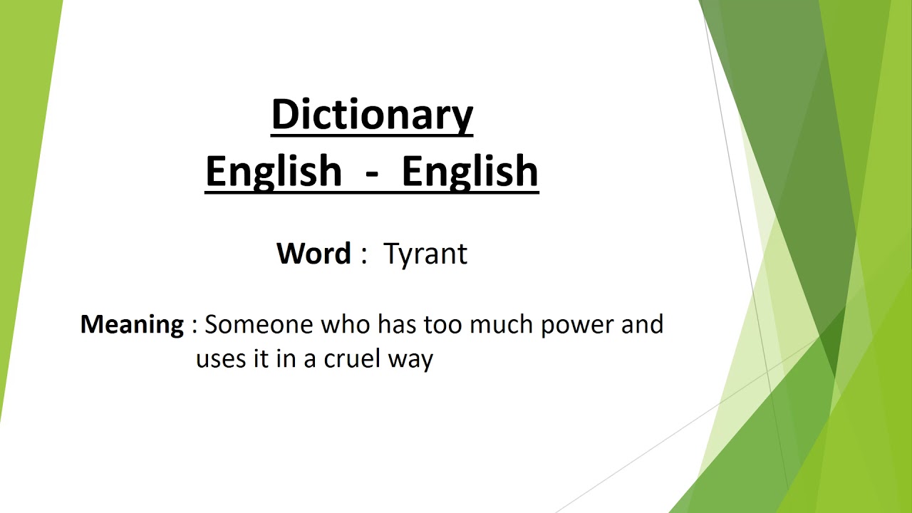 Tyrant Meaning Dictionary English - English
