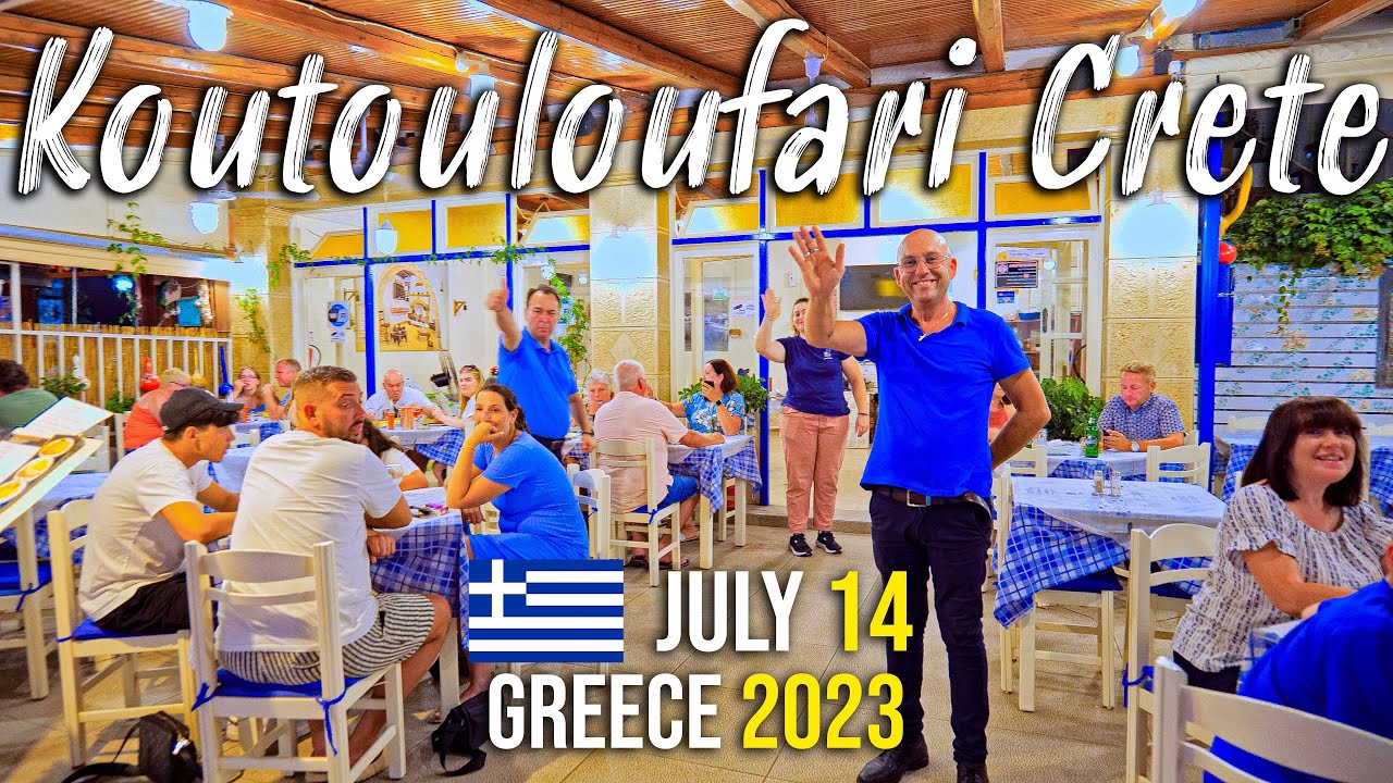 Hersonissos Crete, Koutouloufari, walking tour 4k, Kreta, Greece 2023