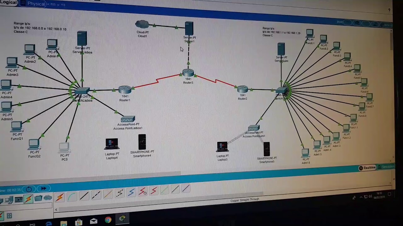 Cisco Packet Tracer - Verifica&ccedil;&atilde;o da comunica&ccedil;&atilde;o entre redes