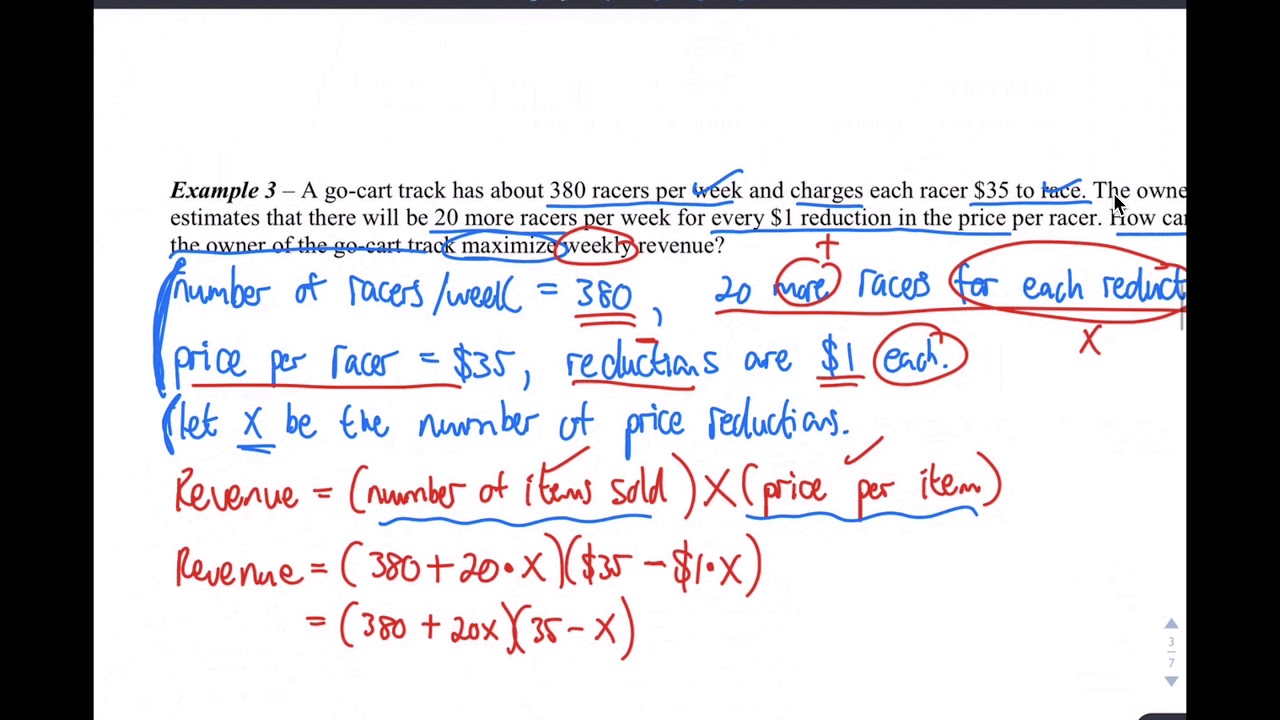 Maximizing Revenue With Quadratic Functions