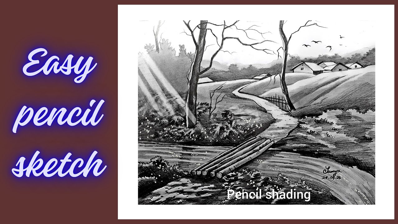 How to draw beautiful nature scenery with pencil shading | Art with Samya-84