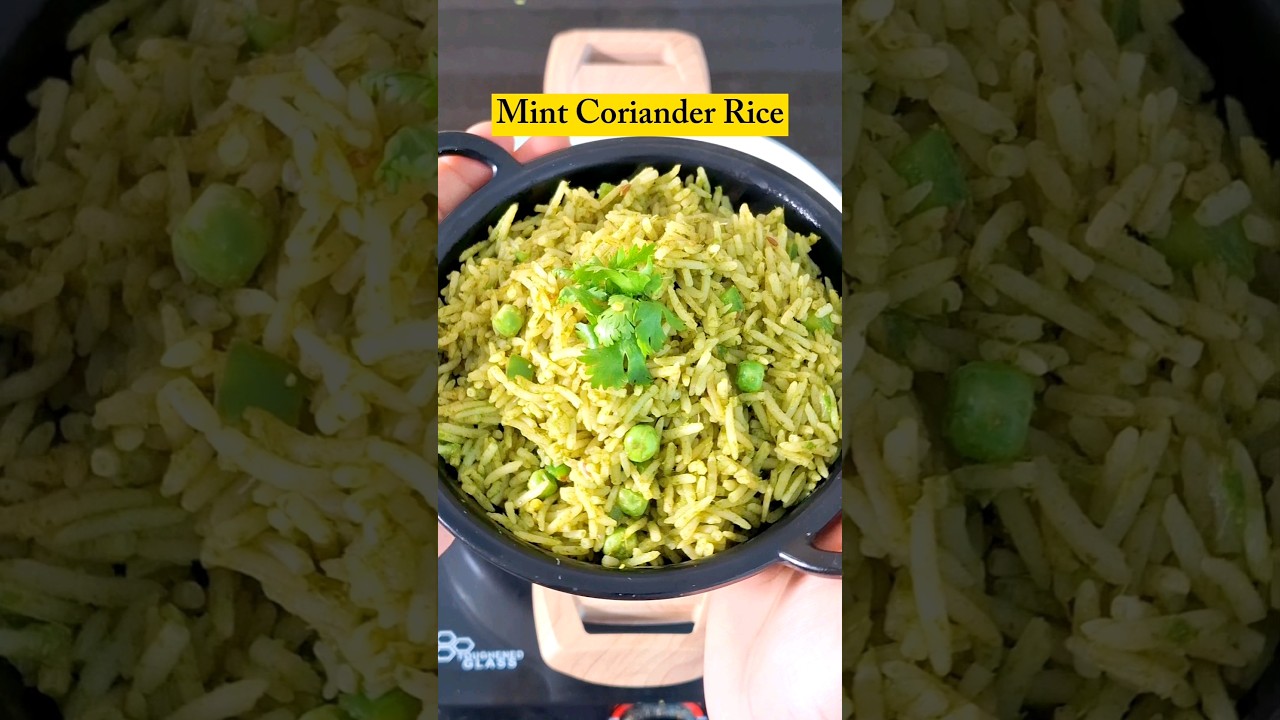❤️🤌Sharing my fav Mint Coriander Rice recipe |Green rice | Pudina Dhania Rice #shorts #ricerecipe