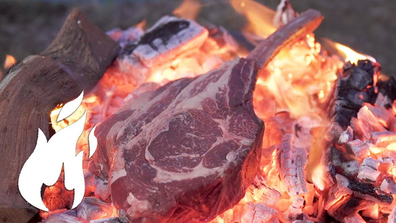 Wie du das ultimative Caveman Steak mit Beilage grillst ASMR am See  🔥🔥🔥