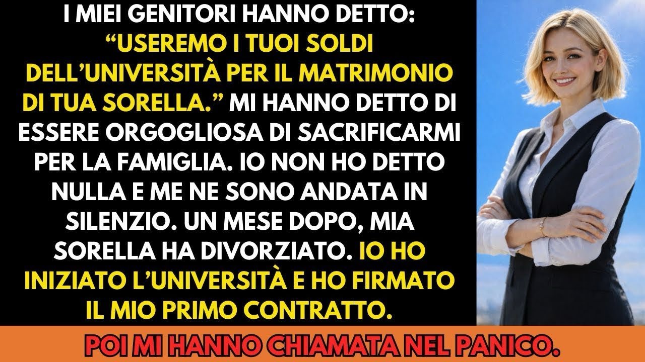 I miei genitori hanno usato i soldi dell’università per il matrimonio di mia sorella  Poi mi han