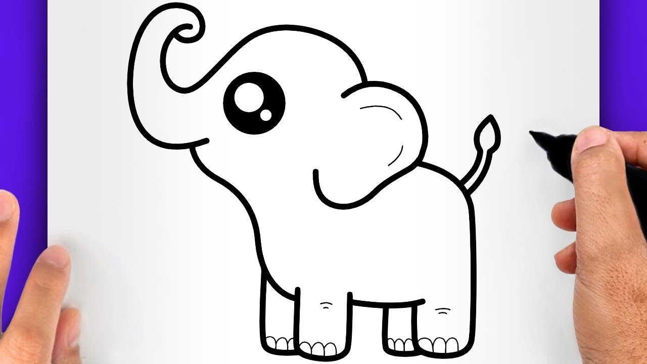 DESSIN FACILE KAWAII | COMMENT DESSINER UN ÉLÉPHANT FACILEMENT - DESSIN DE ÉLÉPHANT FACILE