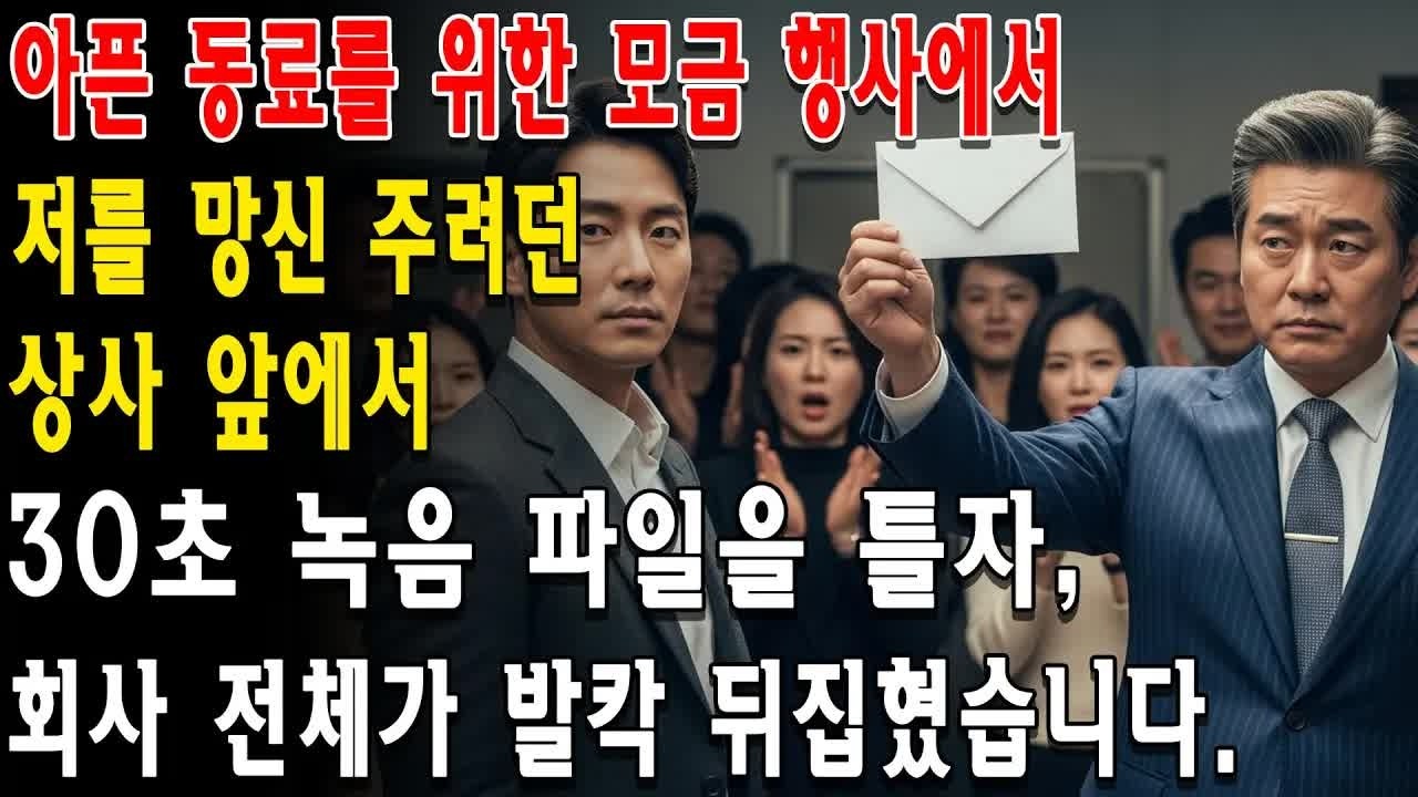 아픈 동료를 위한 모금 행사에서 저를 망신 주려던 상사 앞에서 30초 녹음 파일을 틀자, 회사 전체가 발칵 뒤집혔습니다