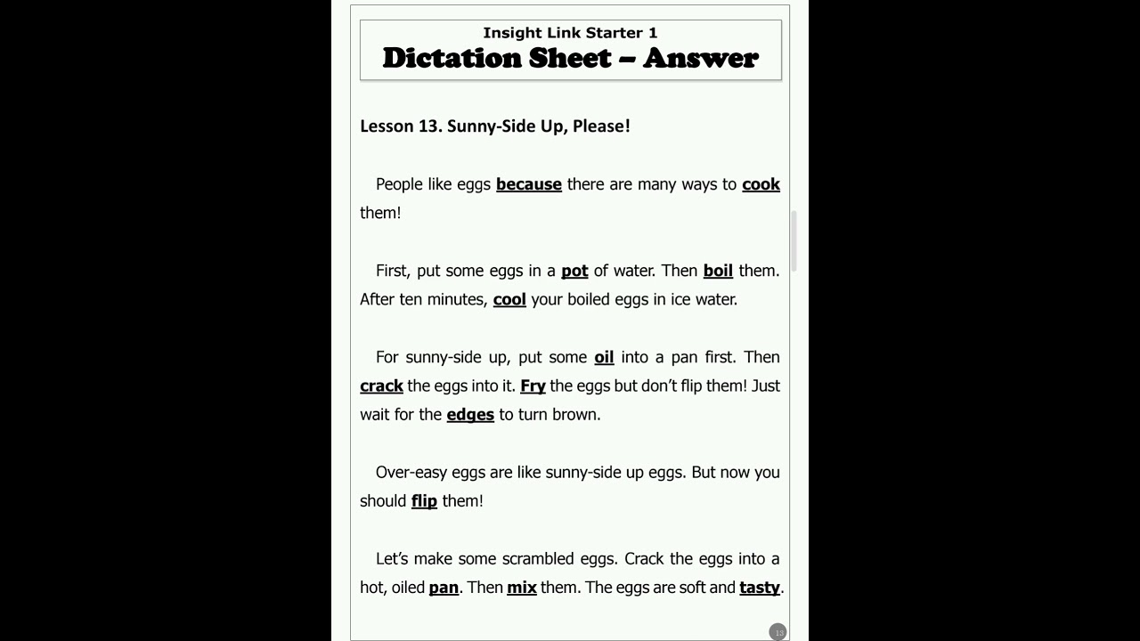 Insight Link S1 Lesson 13 Passage Read Aloud