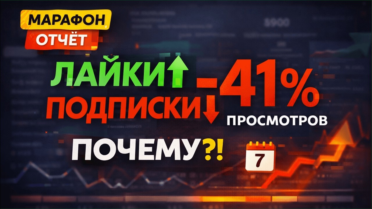 ЛАЙКИ РАСТУТ, ПОДПИСКИ ПАДАЮТ… Что сломалось в марафоне? (−41%) День 29