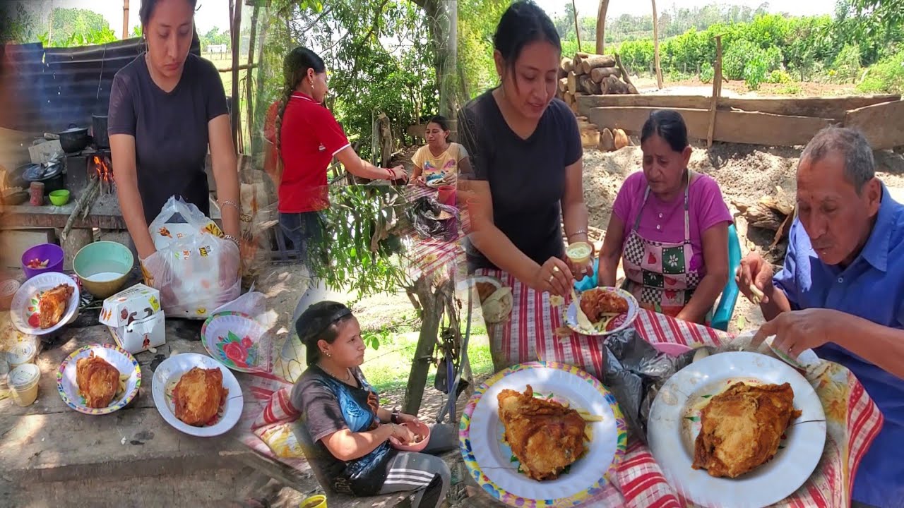 Asi nos reunimos en familia Los Dia domingo Para disfrutar un Rico pollo🍗 campero todos muy Feliz🤯😋