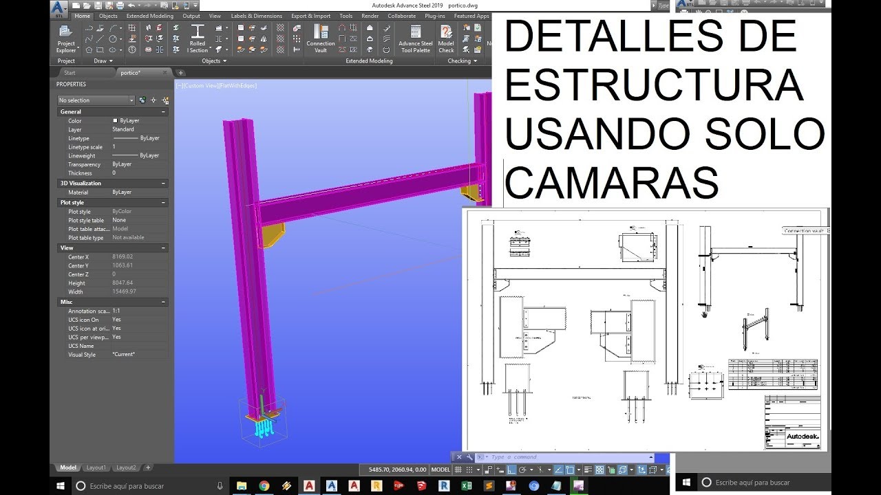 DETALLADO DE ESTRUCTURA EN AUTOCAD ADVANCE STEEL USANDO SOLO CAMARAS