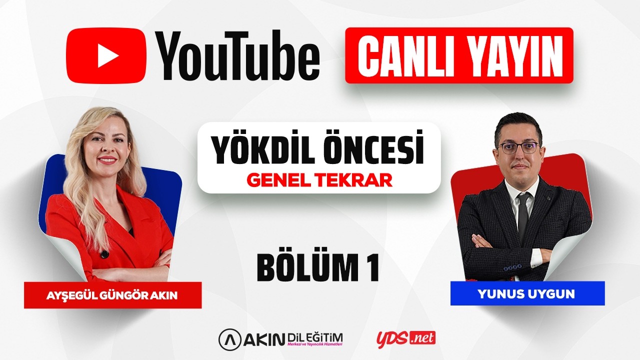 🔴 Canlı Yayın Akın Dil Eğitim  -  8 MART YÖKDİL ÖNCESİ SORU ÇÖZÜMÜ VE SON TAVSİYELER - BÖLÜM 1