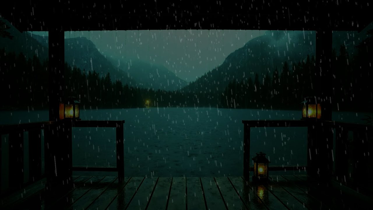 (Без рекламы) Нежный ночной дождь у тихого озера для глубокого сна