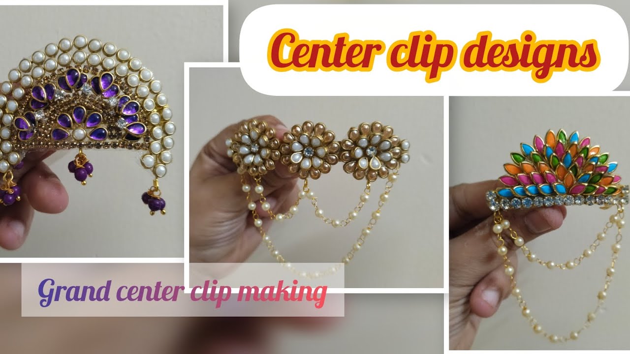 Center clip making|Diy kundan center clip|Grand clip with pearl hanging|Tamil explanation 