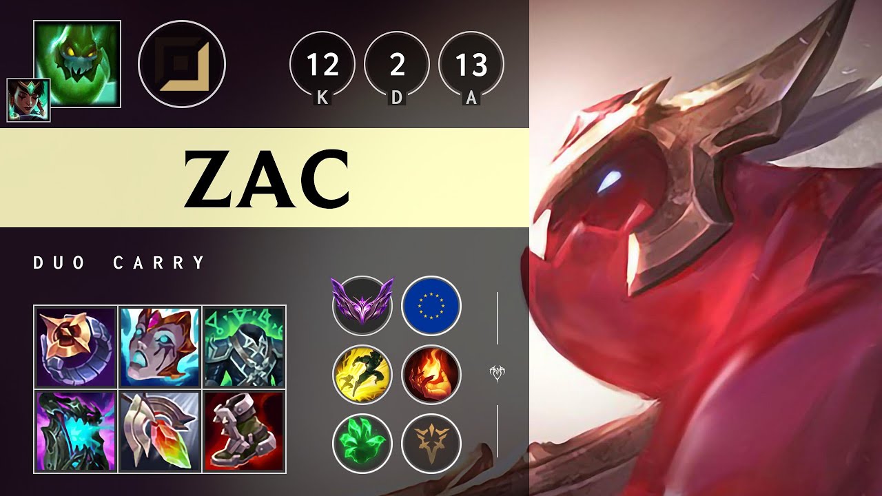 Zac Carry vs Ashe: Unstoppable - EUW Master Patch 14.24
