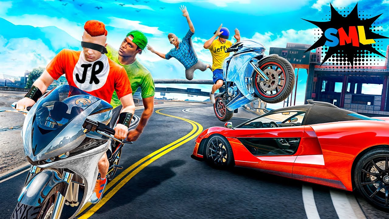 SML BLINDFOLD RACE IN GTA 5! JEFFY GOT MAD!