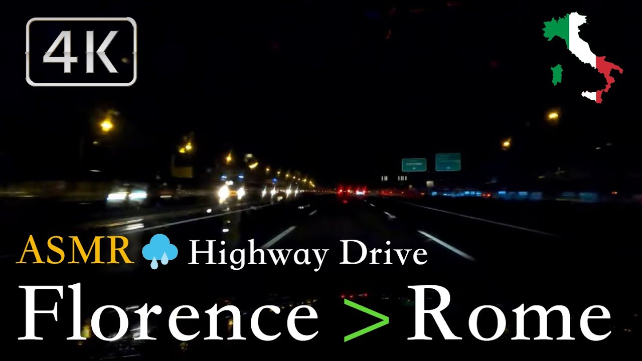 ASMR Highway driving in the rain, Italy [Florence ⩾ Rome] December 2020 | 20:00 | ☔