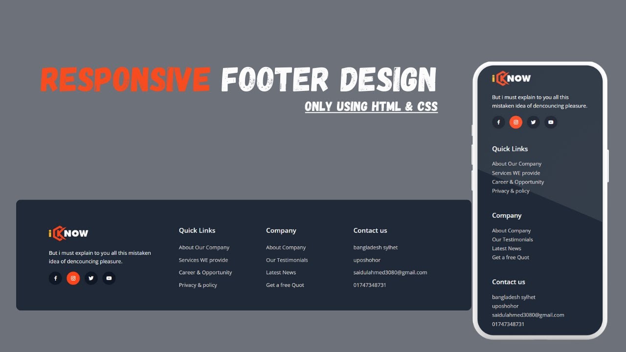 Build a Website Footer Design Using HTML & CSS | Step-by-Step Tutorial