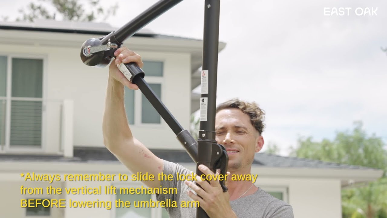 HOW TO_East Oak 10FT LED Cantilever Patio Umbrella Installation