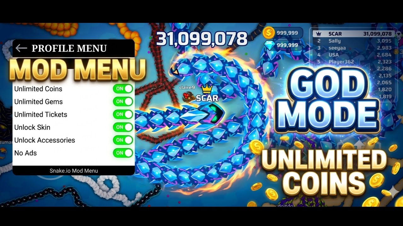 Snake.io Mod Menu 2026: God Mode & Unlimited Coins (New Update)
